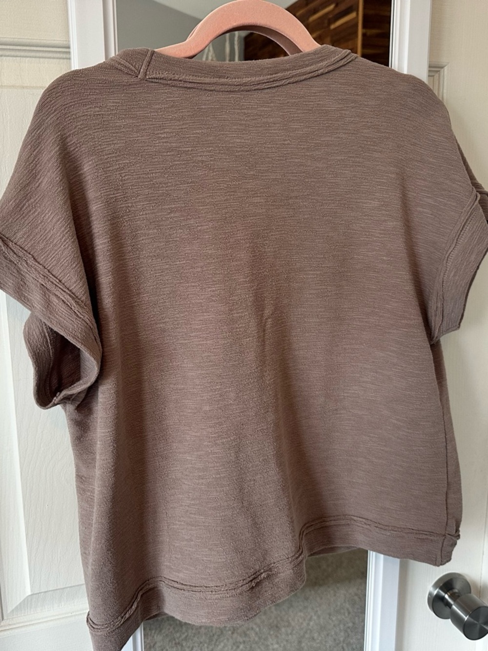 EUC🤎Zenana Slub Short Sleeve Tee and Pants Set Small Ash Mocha - Picture 8 of 8